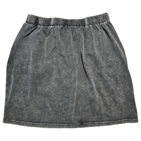 Black Acid Wash Drawstring Skirt Mainstrip Sz L Normcore Casual Cotton Comfycore - Picture 4 of 9